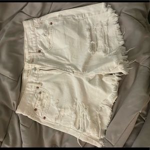 American eagle white distressed jean shorts